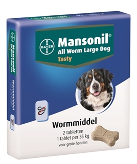 Mansonil All Worm Tasty grote hond 2 tabletten