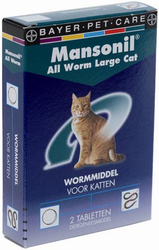 MANSONIL ALL WORM voor de KAT (L - 6kg - verpakt per 2 tabletten)-0