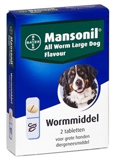 Mansonil All Worm Tabletten grote hond 2 tabletten-0