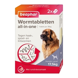 Beaphar Worm tabletten All in One 17,5 tot 70kg 2 tabletten