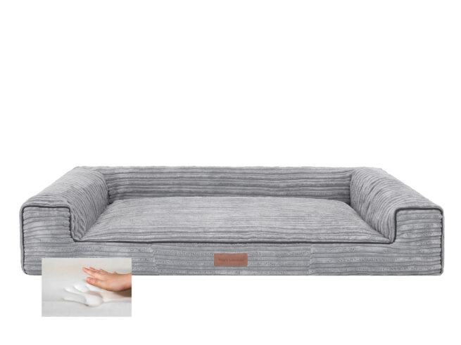 Hondenmand Lounge Bed Supersoft Rib Grijs - Afbeelding 2