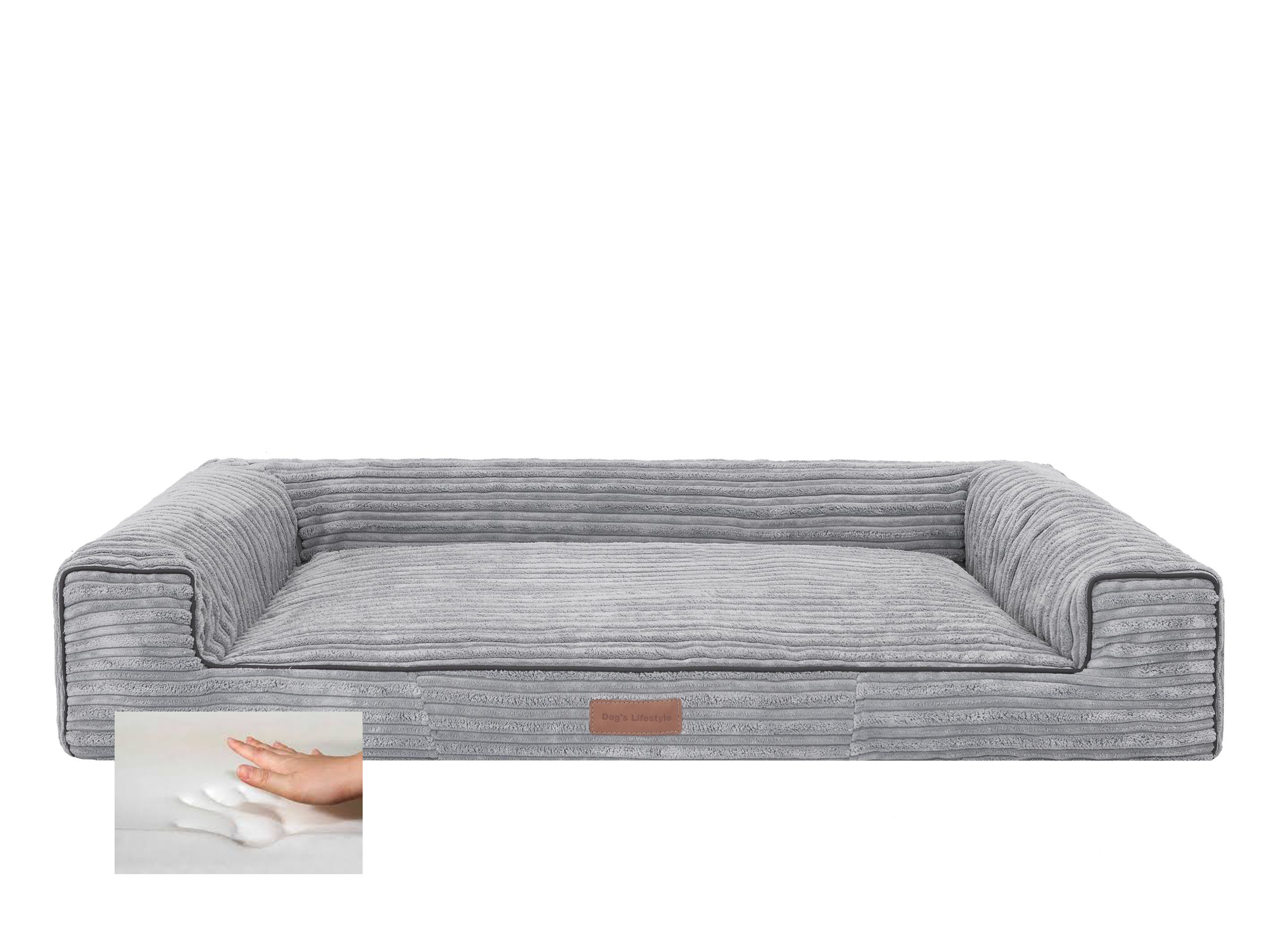 kromme Fruit groente Voetganger Orthopedische hondenmand Lounge Bed Supersoft Rib Grijs 120cm -  123dierenshop.nl