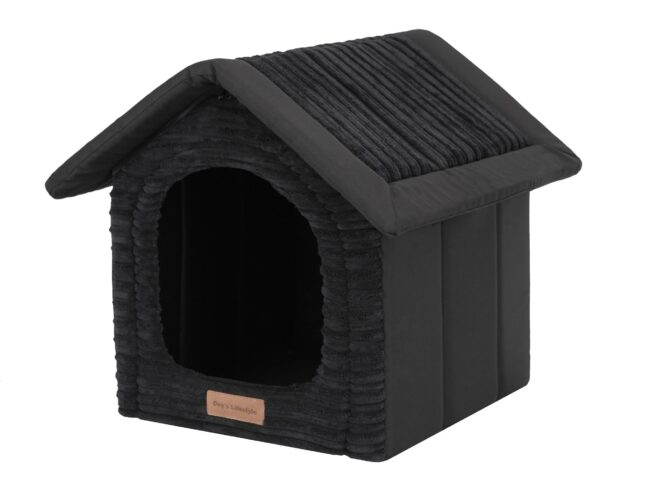 Honden huisje Ribstof Zwart