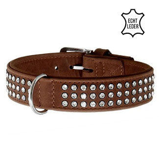 Strak cabine premie Hondenhalsband Buffalo Strass Bruin - 123dierenshop.nl