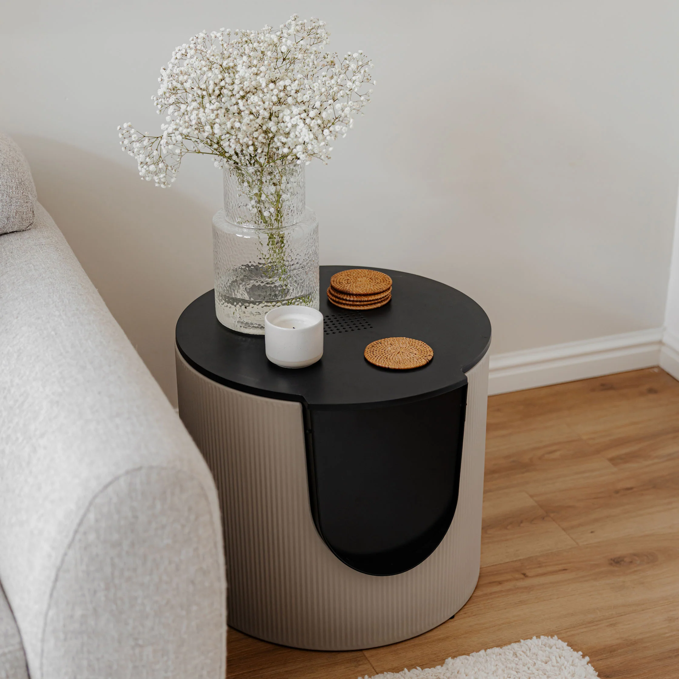 Fuse Design Kattenbak District 70 Metaal Ribbel Beige - Afbeelding 6